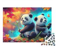 Puzzle 1000 pezzi da Viaggio Autunno del Panda per Adulti Panda nella Vivace Foresta Autunnale Premium Spesso Robusto Alta Qualità Sfidante Antistress 70x50cm