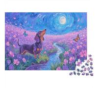 Puzzle 1000 Pezzi Dachhund in The Purple Flower Sea, Per Bambini E Adulti Puzzle Per Gioco Familiare Difficile Sfida Classici Regalo 1000pcs (75x50cm)