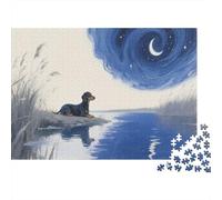 Puzzle 1000 Pezzi Dachhund Lay on The Riverbank, Per Bambini E Adulti Puzzle Per Gioco Familiare Difficile Sfida Classici Idea Regalo 1000pcs (75x50cm)