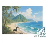 Puzzle 1000 Pezzi Dachshund Standing on The Coast, Per Bambini E Adulti Puzzle Per Gioco Familiare Difficile Sfida Classici Regali 1000pcs (75x50cm)