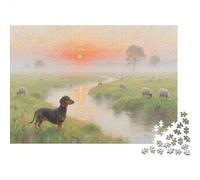 Puzzle 1000 Pezzi Dachshunds in The Riverside Meadow, Per Bambini E Adulti Puzzle Per Gioco Familiare Difficile Sfida Classici Regali 1000pcs (75x50cm)
