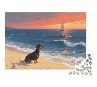Puzzle 1000 Pezzi Dachshunds on The Golden Beach, Per Bambini E Adulti Puzzle Per Gioco Familiare Difficile Sfida Classici Regali 1000pcs (75x50cm)