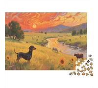 Puzzle 1000 Pezzi Dachshunds on The Golden Grassland, Per Bambini E Adulti Puzzle Per Gioco Familiare Difficile Sfida Classici Regali 1000pcs (75x50cm)