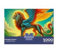 Puzzle 1000 pezzi dettagliato - Leone alato arcobaleno in carta riciclata, gioco educativo antistress 38x26cm