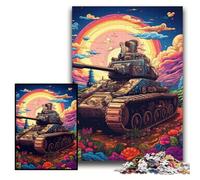 Puzzle 1000 pezzi di cartone con carro armato di fiori, puzzle per adulti, 26x38cm, fai da te, regalo per la casa, gioco rompicapo