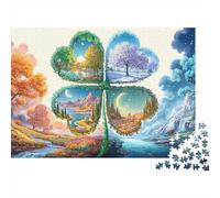 Puzzle 1000 pezzi Difficile Albero Stagionale per Adulti Quadrifoglio con Scene delle Quattro Stagioni Premium Spesso Robusto Alta Qualità Vivace Sfidante Antistress 70x50cm