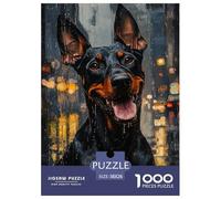 Puzzle 1000 Pezzi Doberman Qualità Premium Rainy Night Multicolore Puzzle Al Divertenti Per Uomo E Donna Perfetto Per Appassionati Di Puzzle Esperti 38x26cm/1000pcs