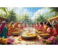 Puzzle 1000 Pezzi, Donna Indiana Puzzle 1000 Pezzi per Adulti, Giochi di Puzzles Curry Legno per Tutta la Famiglia, DIY Puzzles per Quadri Moderni Soggiorno Regalo Donna Uomo 50 x 75CM RXPT-9658