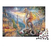 Puzzle 1000 Pezzi Drago a Parigi Drago in Città Cartone Riciclato per Adulti Gioco Educativo Decorazione Pareti Regalo per Relax e Creatività Misura 70x50cm