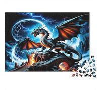 Puzzle 1000 pezzi Drago Fulmine Scuro, impossibile, cartone riciclato, appassionati, 70x50 cm