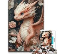 Puzzle 1000 pezzi Drago rosa tra i fiori Un'opera d'arte Opera d'arte Regalo per bambini dai 14 anni in su 38x26cm