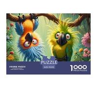 Puzzle 1000 pezzi Due simpatici pappagalli su ramo avventura, gioco familiare difficile educativo impegnativo adulti bambini 70x50cm