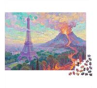 Puzzle 1000 Pezzi Eiffel Tower Volcano And Lava, Per Amore E Amico, Relax-rompicapo Puzzle Difficile Sfida, Grandi Dimensioni Idea Regalo 1000pcs (75x50cm)