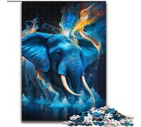 Puzzle 1000 pezzi Elefante blu in legno, regalo perfetto per genitori, amanti, amici - età 14+ 50x75cm per arredamento casa, allenamento del cervello e regali di Natale