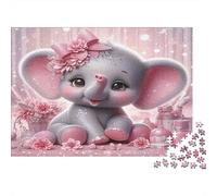 Puzzle 1000 Pezzi Elefante Carino per Adulti e Ragazzi - Elefante Alato con Fiocco Gioco Educativo per Decorazione Murale 70x50cm