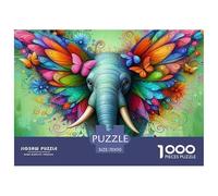 Puzzle 1000 Pezzi Elefante Colorato, Estremamente Difficile per Adulti - Elefante con Ali, Relax, Regali, 70x50cm