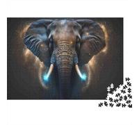 Puzzle 1000 Pezzi Elefante Potente Forza Selvatica Cartone Alta Qualità per Amanti del Silenzio Decorazione da Muro 52x38cm