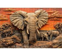 Puzzle 1000 Pezzi Elefante Puzzle 1000 Pezzi Legno per Adulti Albero, Splendidamente Confezionato in Una Scatola di Cartone, Trasportabile in Una Borsa a Rete per Regalo Donna 50 x 75 cm RXPT-8783