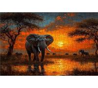 Puzzle 1000 Pezzi, Elefante Puzzle 1000 Pezzi per Adulti, Giochi di Puzzles Africa Legno per Tutta la Famiglia, DIY Puzzles per Quadri Moderni Soggiorno Regalo Donna Uomo Festival 75 x 50 CM RXPT10006