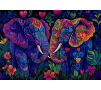 Puzzle 1000 Pezzi Elefante Puzzle Adulti Sfida Impossibili Jigsaws Fiori Classica 3D Pattern Art Jigsaws per Divertimento Adulti e Bambina, Gioco Familiare, Festa Aziendale,Amore e Amico 75x50cm C-651