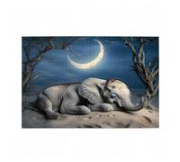 Puzzle 1000 Pezzi Elefante Puzzle Luna Adulti Arte Grandi Dimensioni Jigsaw di Legno con una Scatola, Impossibili Jigsaw Gioco Familiare for Adulti Principiante, Home Decor Regalo Donna 75x50cm D-44