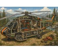 puzzle 1000 pezzi Elicottero Soccorso Bosco Legno