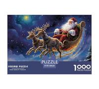 Puzzle 1000 Pezzi - Elk Santa Claus Puzzle Adulti Collection Divertente Ina Famigli - Puzzle Grandi Dimensioni Per Adulti E Bambini Idea Regalo - Pezzi Di Carta Reciclata Di （38x26cm/10