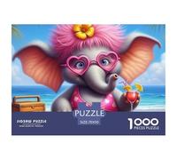 Puzzle 1000 pezzi estremamente difficile - Elefante in costume rosa, carta riciclata 70x50cm