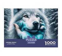 Puzzle 1000 pezzi estremamente difficile Lupo - Doppio lupo abbraccio nella neve per adulti, relax, ottima idea regalo 52x38cm