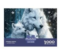 Puzzle 1000 pezzi estremamente difficile Lupo in carta riciclata - Branco di lupi bianchi nella neve, decorazione murale 52x38cm
