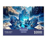 Puzzle 1000 pezzi Estremamente Difficile Paesaggio Autunnale Invernale Gufo Blu 70x50cm, Carta Riciclata Decorazione Parete Casa Motiv Misterioso Gufo Bosco Blu