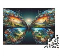 Puzzle 1000 Pezzi Farfalla Doppio Paesaggio | Paesaggio su Ali di Farfalla | Cartone | Per Amanti dei Puzzle | Incontri tra Amici 38x26cm