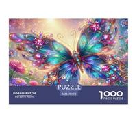 Puzzle 1000 pezzi Farfalla Fantasia Gioco - Farfalla di pietra preziosa Peonia Decorazione murale Gioco educativo 70x50cm