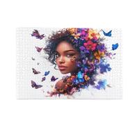 Puzzle 1000 Pezzi Farfalla Puzzle Africa Adulti Arte Grandi Dimensioni Jigsaw di Legno con una Scatola e Poster, Impossibili Jigsaw Gioco Familiare for Adulti Principiante, Home Decor 75x50cm E-1747
