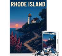 Puzzle 1000 pezzi Faro del Rhode Island al tramonto Giocattoli fai da te Regali per donne Uomini per gioco educativo Migliora l'amore tra coppie Dimensioni 38x26cm
