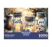 Puzzle 1000 pezzi Fede Speranza Amore, barattoli con scritta, gioco difficile, decorazione