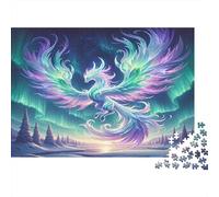 Puzzle 1000 pezzi Fenice Aurora, Uccello di Fuoco Mitico, Carta, per Adulti +14, Cercatori di Rilassamento, 70x50cm