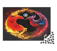 Puzzle 1000 pezzi Fenice Yin Yang, uccello di fuoco, colori vivaci, cartone premium per principianti 70x50cm