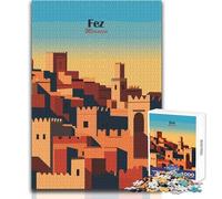 Puzzle 1000 pezzi Fes, Marocco Paesaggio urbano Giocattoli Giochi educativi Analisi e logica Regali di Babbo Natale segreto Dimensioni 38x52cm