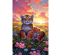 Puzzle 1000 Pezzi Fiori Tigre All'Alba, Puzzle Impossibili Gioco Educativo Sviluppa Pazienza e Destrezza, Lettere sul Retro Facile Montaggio, Regalo per Uomini Donne e Anziani 75 x 50 cm