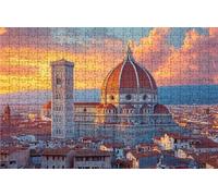 Puzzle 1000 Pezzi Firenze Puzzle 1000 Pezzi Legno per Adulti Città, Splendidamente Confezionato in Una Scatola di Cartone, Trasportabile in Una Borsa a Rete per Decorazioni Parete 75 x 50 cm RXPT-6847