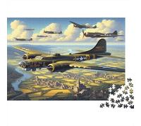 Puzzle 1000 pezzi Flotta Aerei di Guerra Vintage, Aerei da combattimento, cartone riciclato premium, pezzi incastrati precisi, per adulti, 52x38 cm