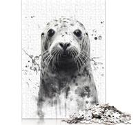 Puzzle 1000 pezzi Foca Bellezza Acquerello Puzzle per adulti Difficoltà Puzzle Giocattoli educativi Giochi Decorazione per la famiglia 1000 pezzi (75x50 cm)