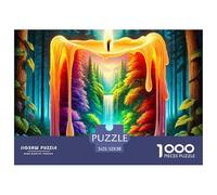 Puzzle 1000 pezzi Foresta di Candele Cascata Gioco - Portale foresta di candele magico Decorazione murale per adulti bambini 52x38cm