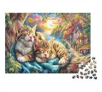 Puzzle 1000 pezzi Gattini Addormentati con Gatto Cane Coniglio in Cartone Riciclato, Relax e Antistress per Adulti, per Decorazione Pareti e Regali, Regalo per Uomini e Donne, 70x50cm