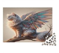 Puzzle 1000 Pezzi Gatto Alato Angelo Animale Cartone Premium per Amanti dei Puzzle Giochi Mentali 70x50cm