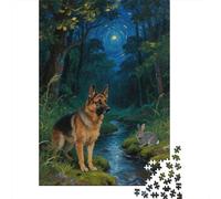 Puzzle 1000 Pezzi German Shepherd Dog Standing by The Stream, Per Bambini E Adulti Puzzle Difficile Sfida Classici Regali 1000pcs (75x50cm)
