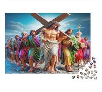 Puzzle 1000 pezzi Gesù porta la Croce Via Crucis difficile esercizio mentale cartone riciclato bambini 12+ 52x38cm