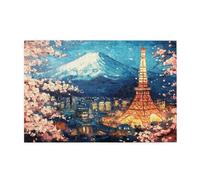 Puzzle 1000 Pezzi Giappone Puzzle Torre di Tokyo Adulti Arte Grandi Dimensioni Jigsaw di Legno, Impossibili Jigsaw Gioco Familiare for Adulti Principiante, Home Decor Regalo Donna 75x50cm E-1305