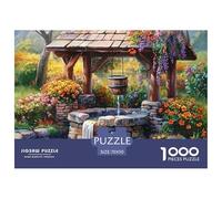 Puzzle 1000 pezzi Giardino Rustico Fontana Desiderio Paesaggio, Gioco sfida decorativo Idea regalo perfetta Uomini Donne coppie 70x50cm